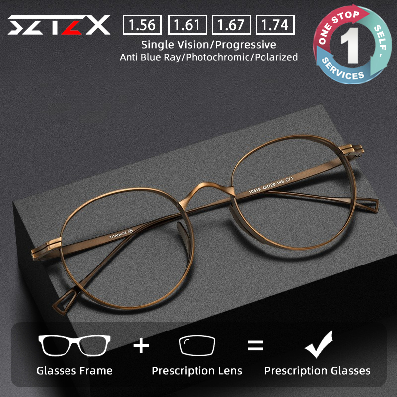 Mens Fashion Reading Glasses - Sztzx moda puro titânio óculos de