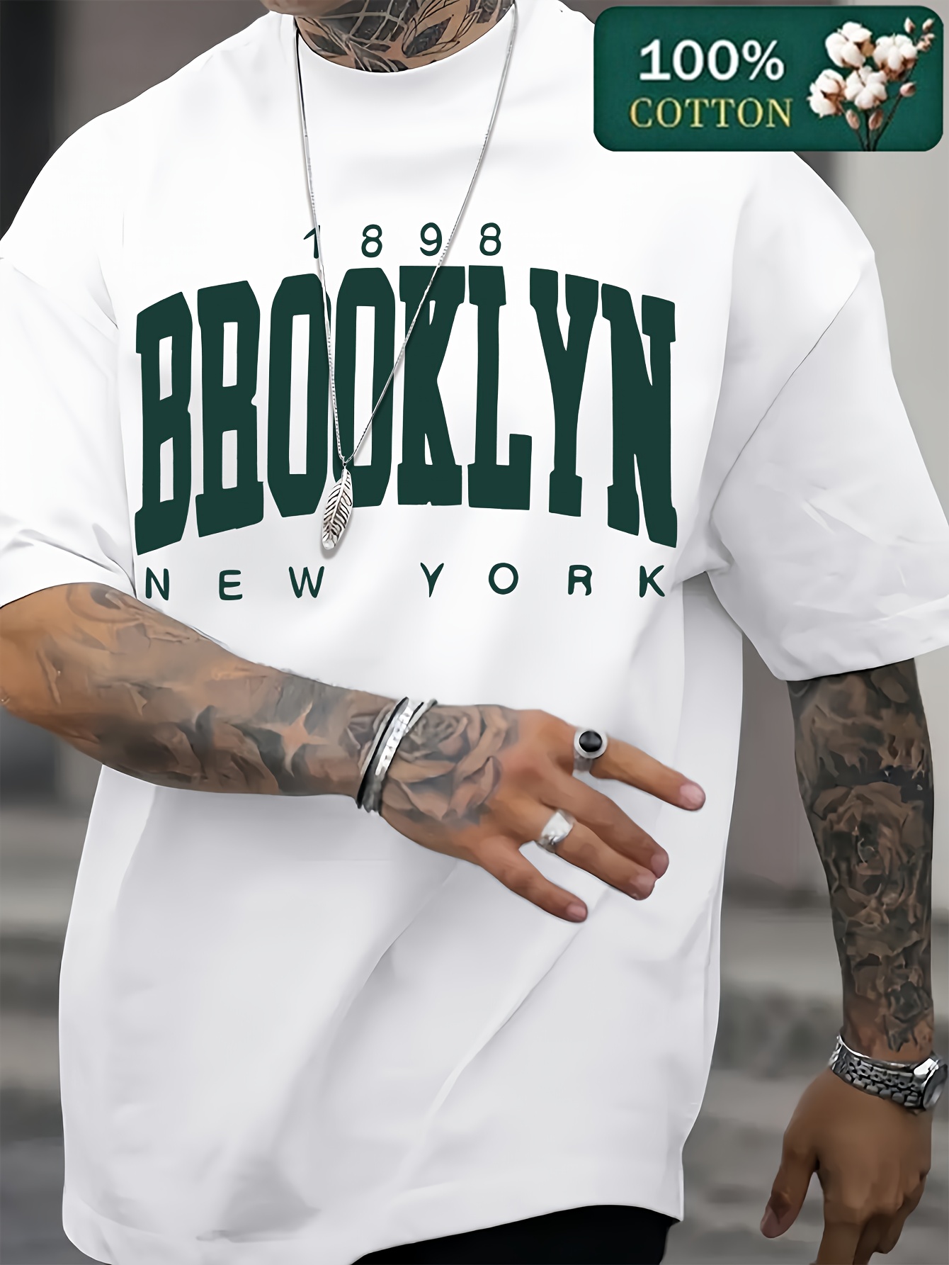 Men'S Fashion New York - Camiseta Masculina de Verão 1898 Brooklyn