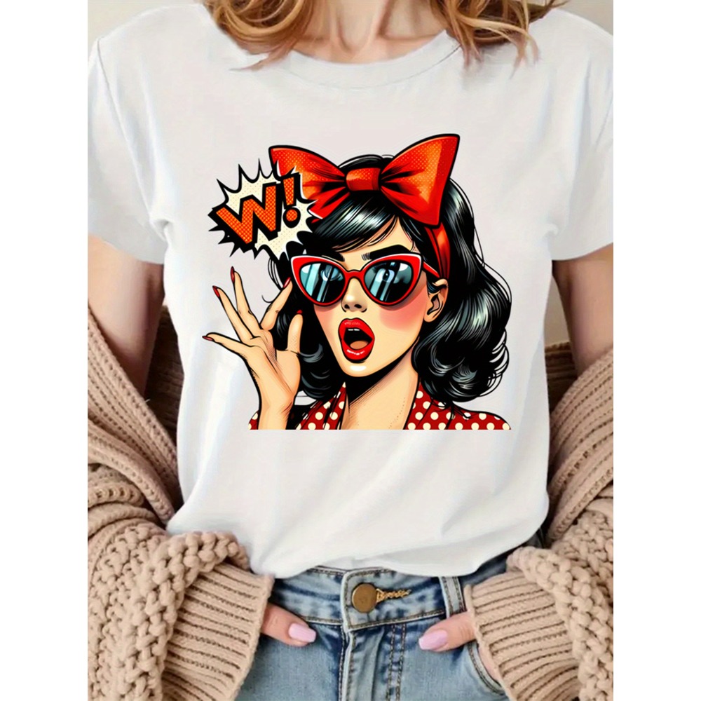 Mens Fashion In The 50S - Camiseta Feminina com Estampa Gráfica Retro