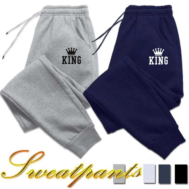 Men Fashion King - Calças de Moletom Masculinas King Printing: