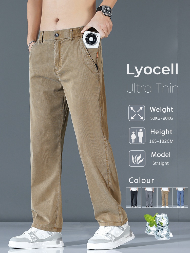 Men'S Fashion Korea - Ultra-fino lyocell moda solta calças casuais