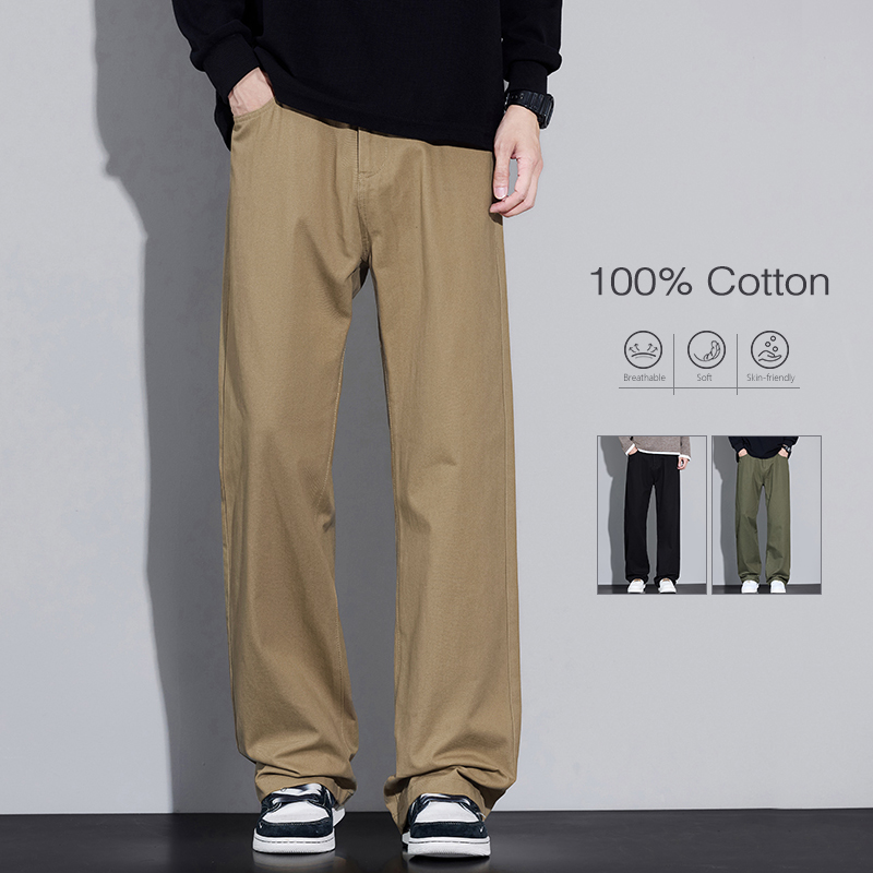 Men'S Fashion Korea - 100% algodão masculino baggy calças de