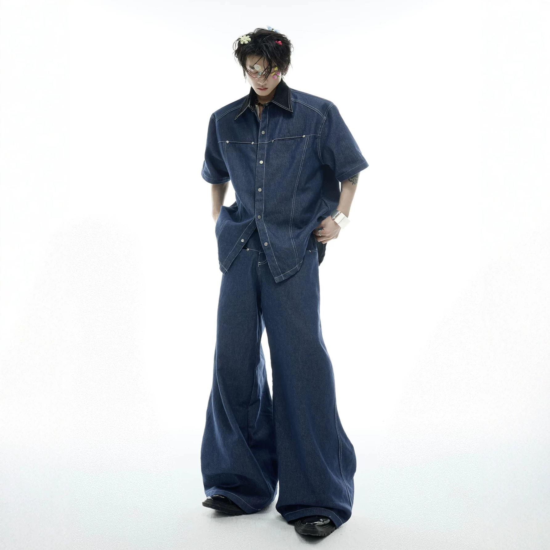 Mens Fashion Denim - Conjunto Masculino de Verão em Jeans: