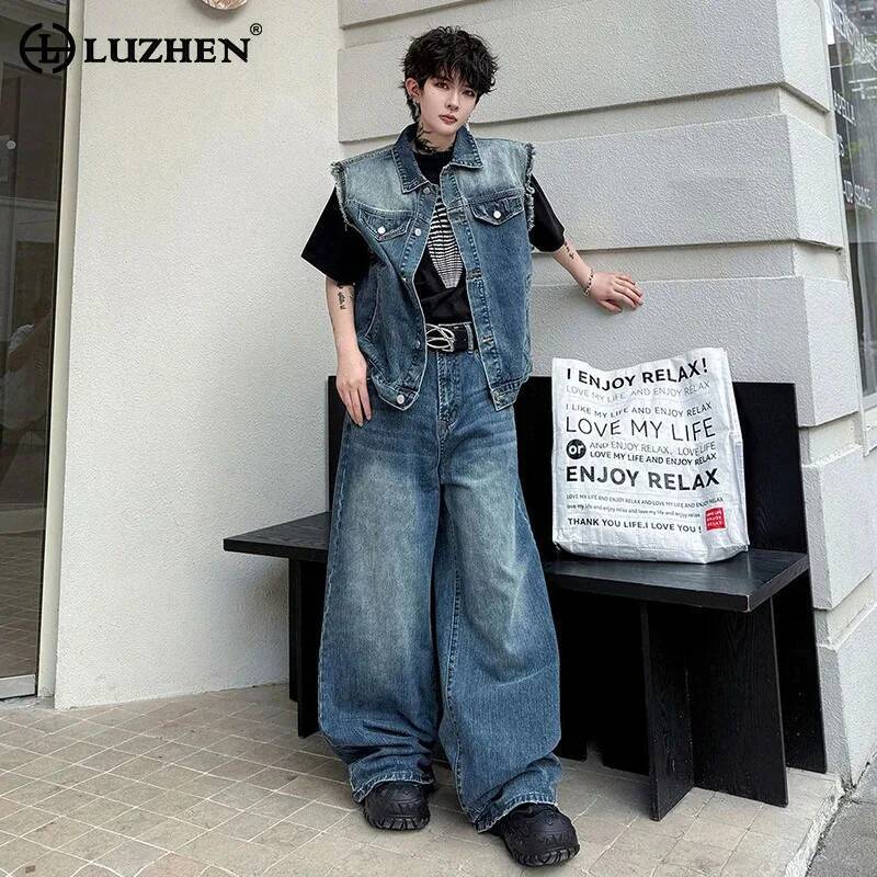 Mens Fashion Denim - LUZHEN 2026 Conjunto de Verão em