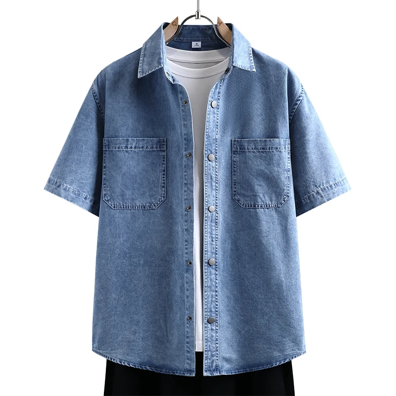Mens Fashion Denim - Camisa de Denim Masculina Fina, Nova