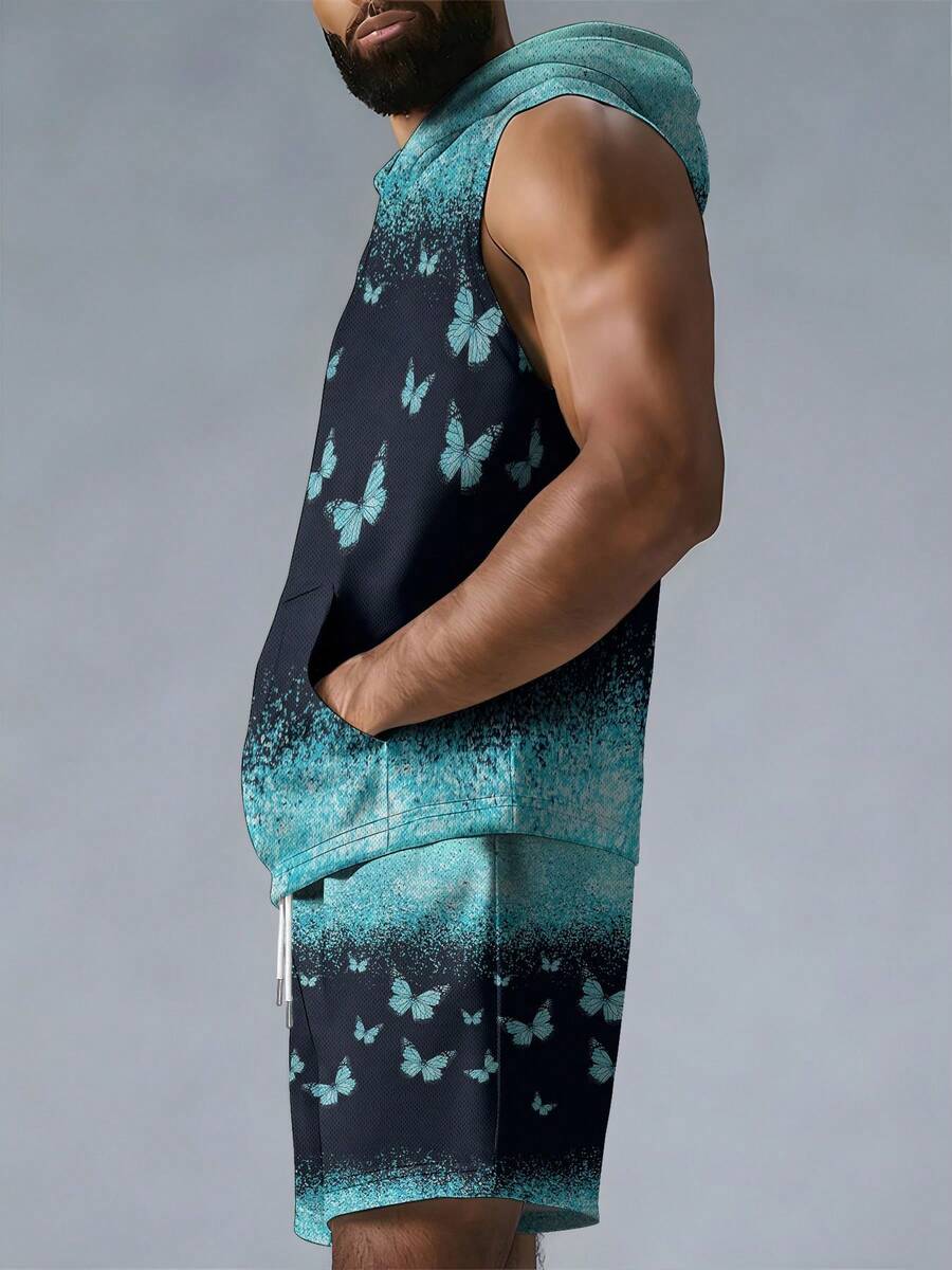Mens Fashion Vest - Conjunto de colete com capuz e