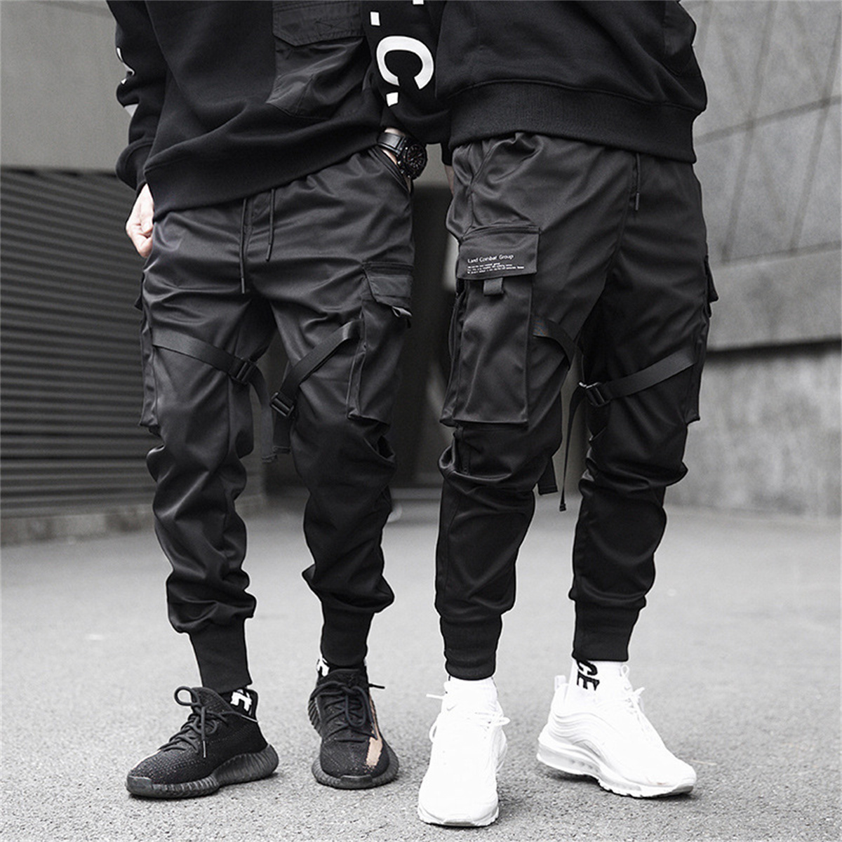 Men'S Fashion Korea - Preto hip hop calças de carga