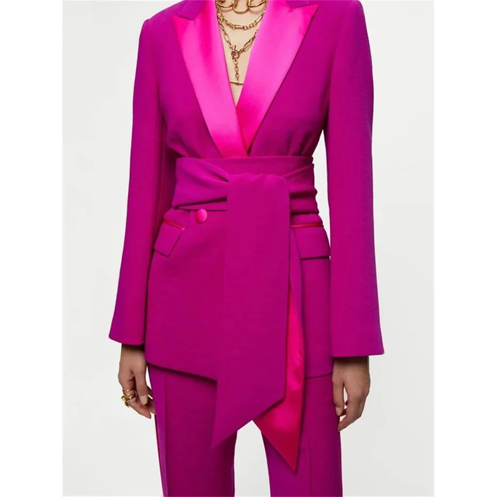Men'S Dress Pants Fashion - Moda rosa feminino terno de duas