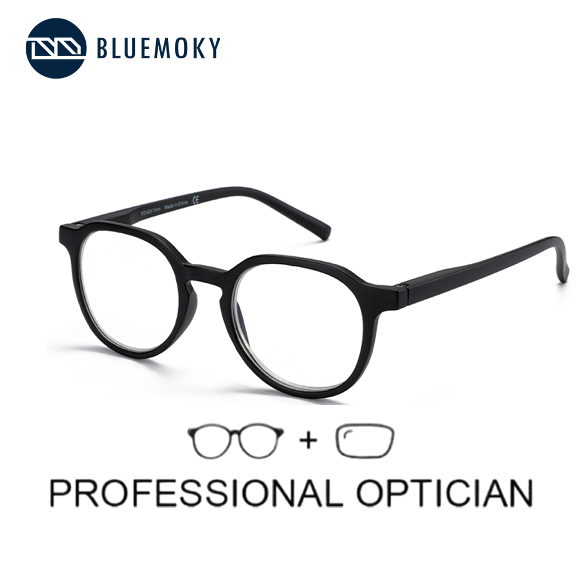 Mens Fashion Reading Glasses - Bluemoky retro redondo prescrição óculos masculino
