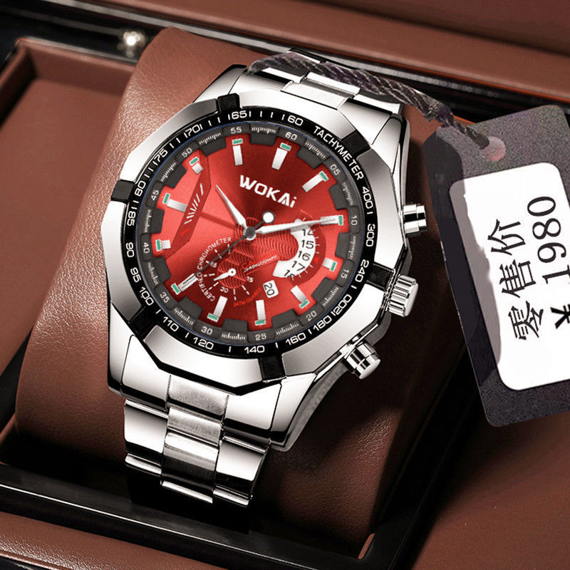 Men'S Fashion Quartz Watch Wokai - Wokai relógio masculino vermelho esportes relógios