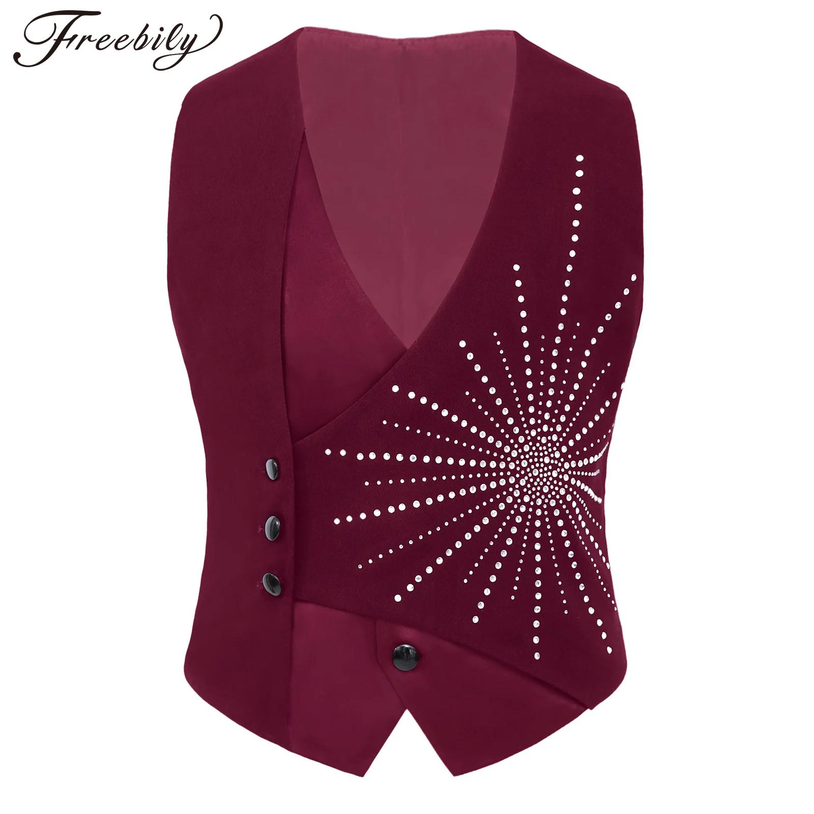 Formal Waistcoat Vest - Colete Assimétrico para Meninos com Strass