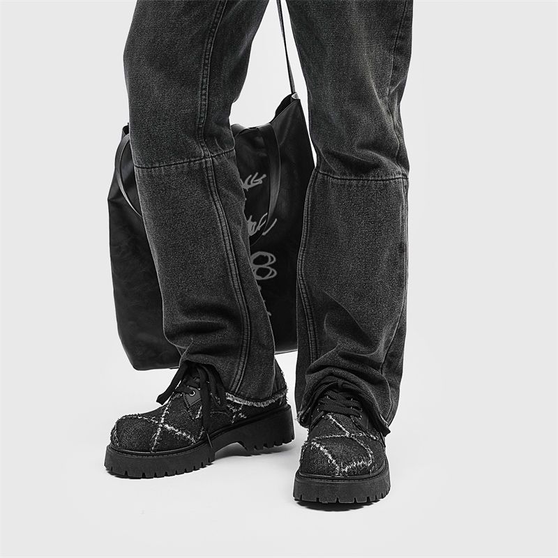 Mens Fashion Denim - Sapatos Derby de Couro com Solado