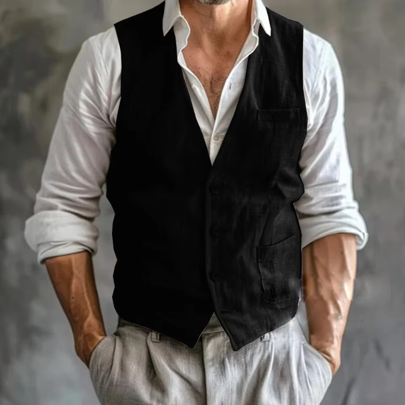 Colete de linho masculino verã - Formal Waistcoat Vest avaliação e preço