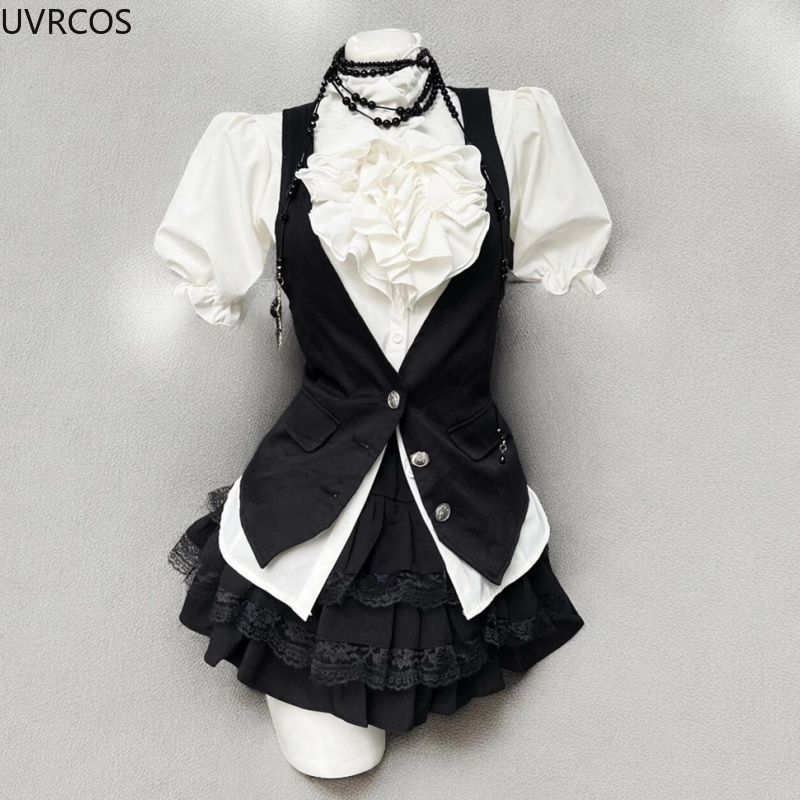 Y2k estética lolita estilo doc - Formal Waistcoat Vest avaliação e preço