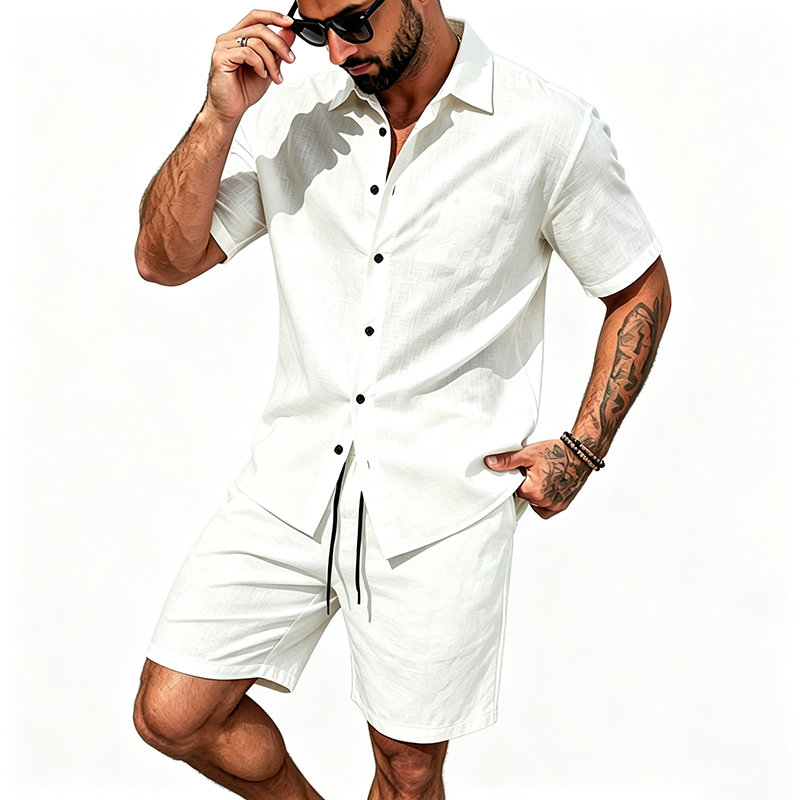 Conjunto Masculino de Linho de - Linen Shirt Summer avaliação e preço