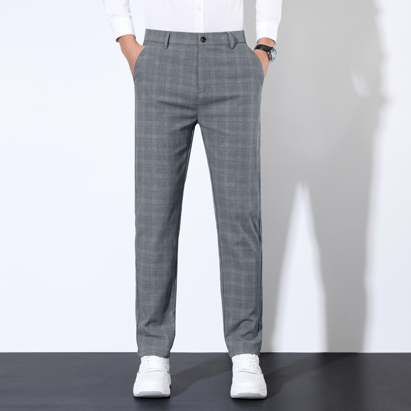 Algodão xadrez listrado clássi - Men'S Dress Pants Fashion avaliação e preço