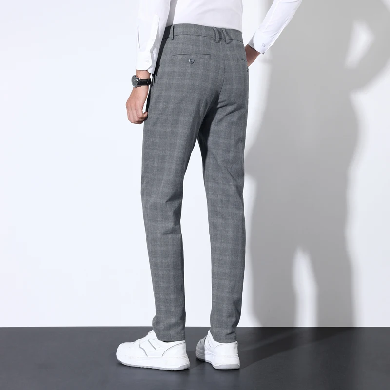 Algodão xadrez listrado clássi - Men'S Dress Pants Fashion avaliação e preço