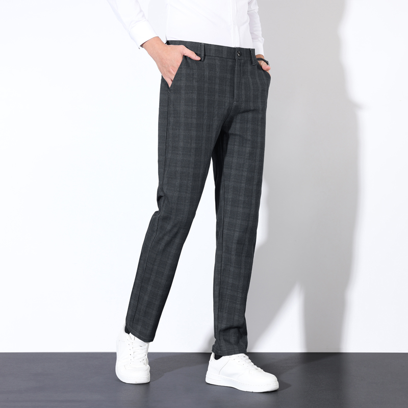 Algodão xadrez listrado clássi - Men'S Dress Pants Fashion avaliação e preço