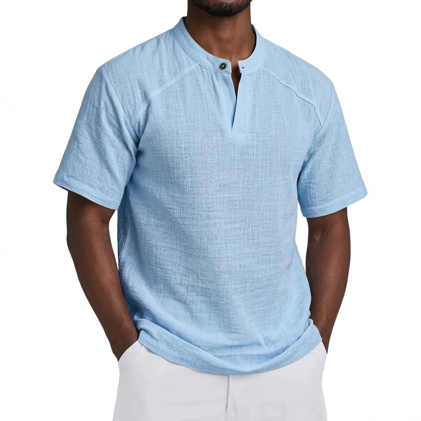 Camisa de Linho Leve, Cor Sóli - Linen Shirt Summer avaliação e preço