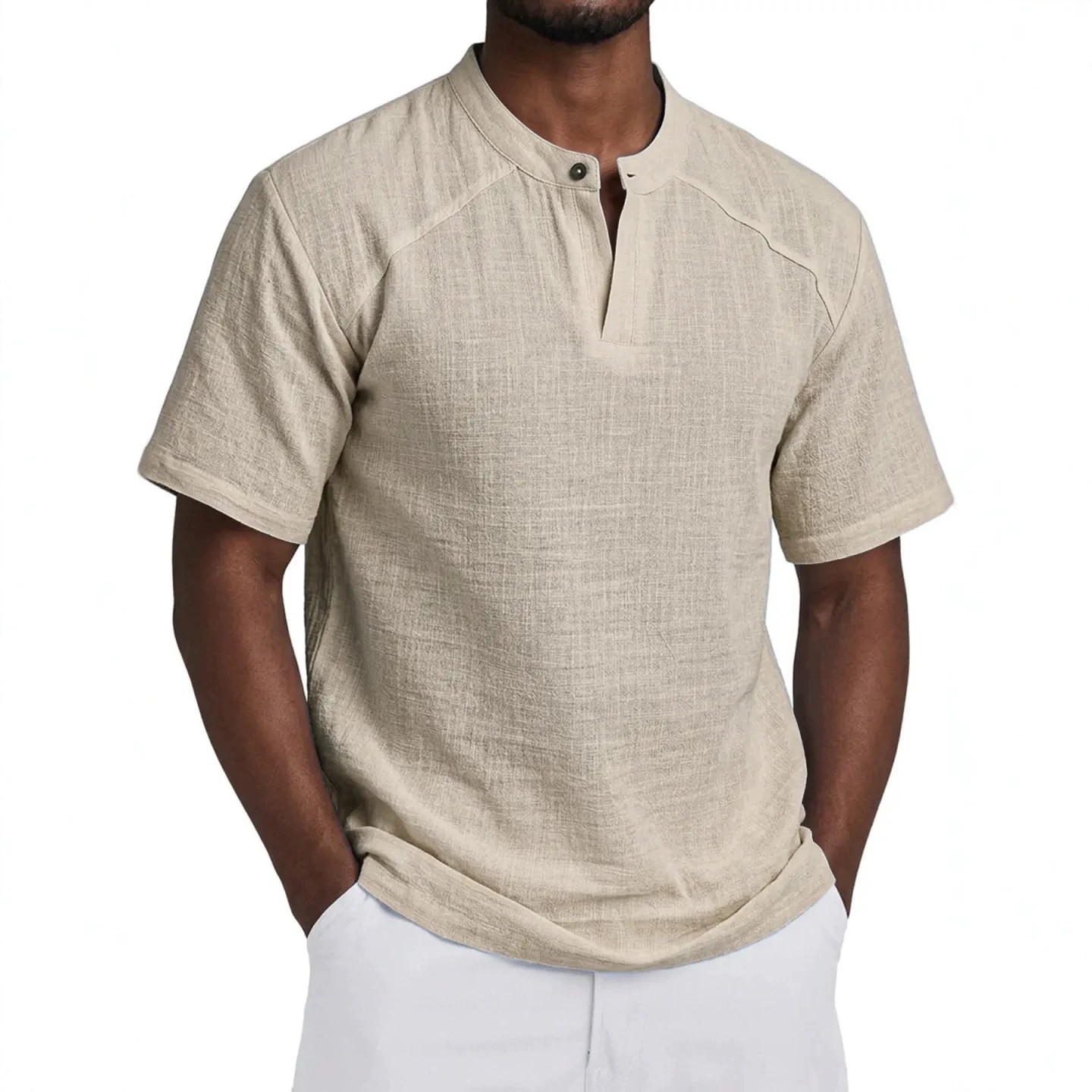 Camisa de Linho Leve, Cor Sóli - Linen Shirt Summer avaliação e preço
