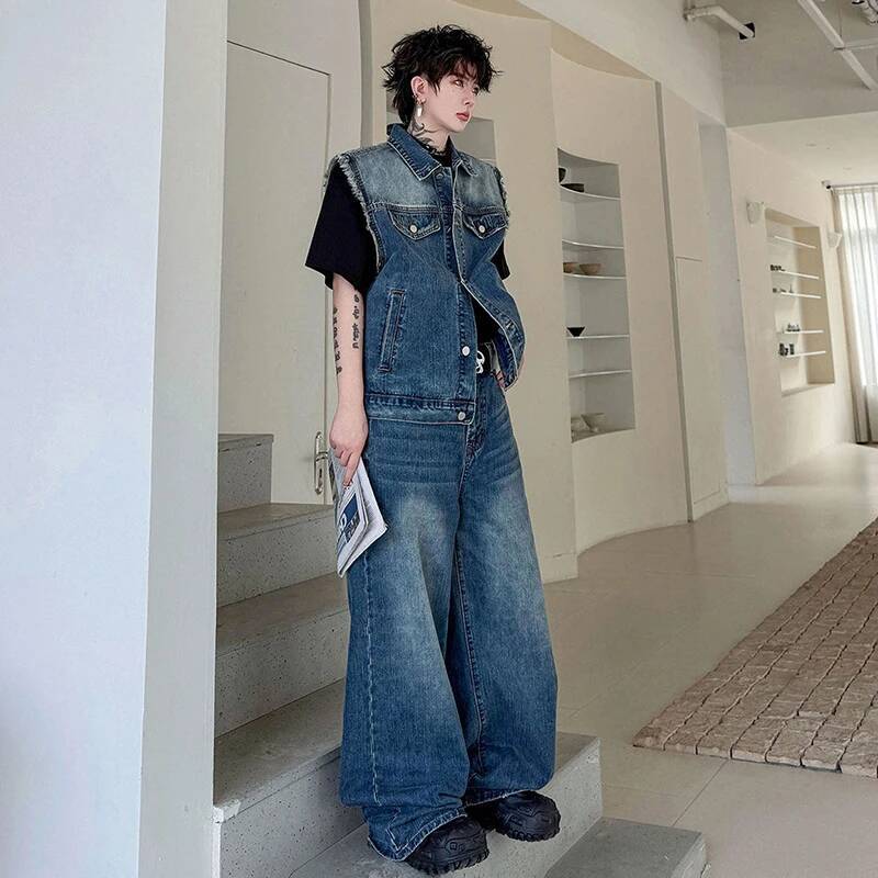 LUZHEN 2026 Conjunto de Verão  - Mens Fashion Denim avaliação e preço