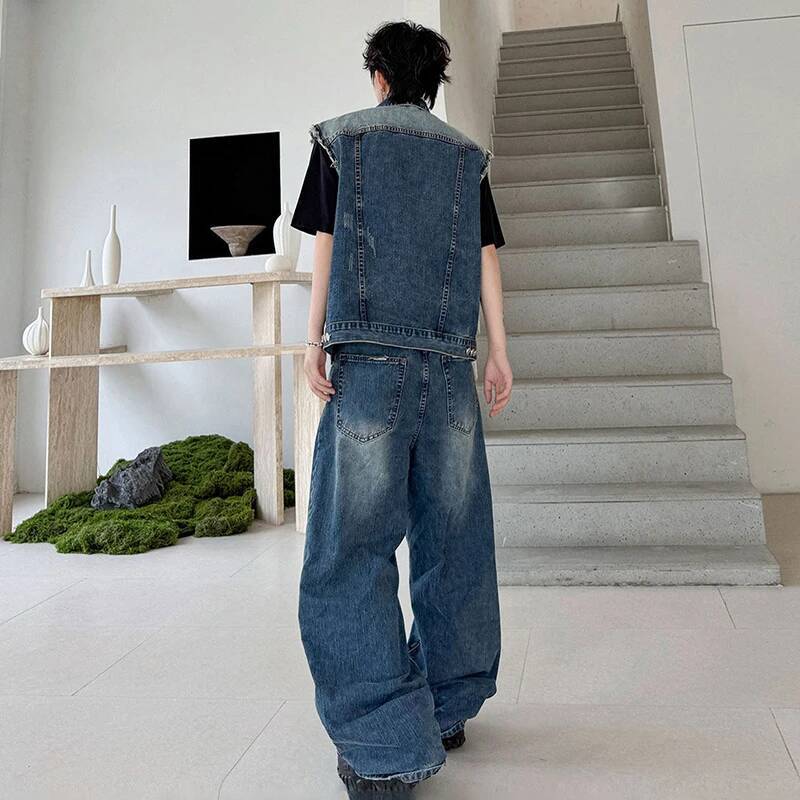 LUZHEN 2026 Conjunto de Verão  - Mens Fashion Denim avaliação e preço