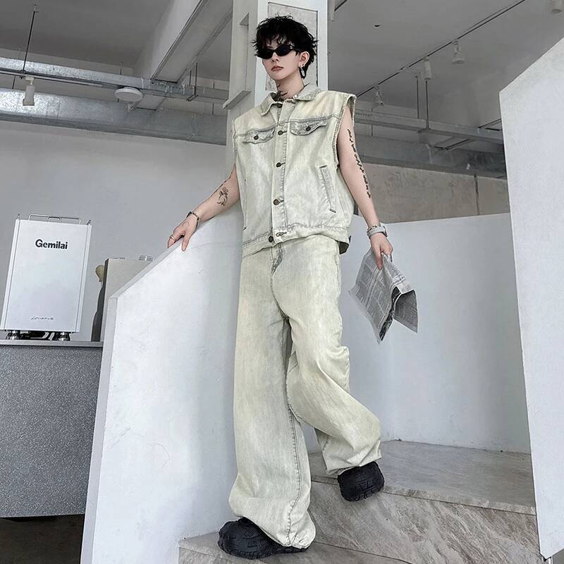 LUZHEN 2026 Conjunto de Verão  - Mens Fashion Denim avaliação e preço