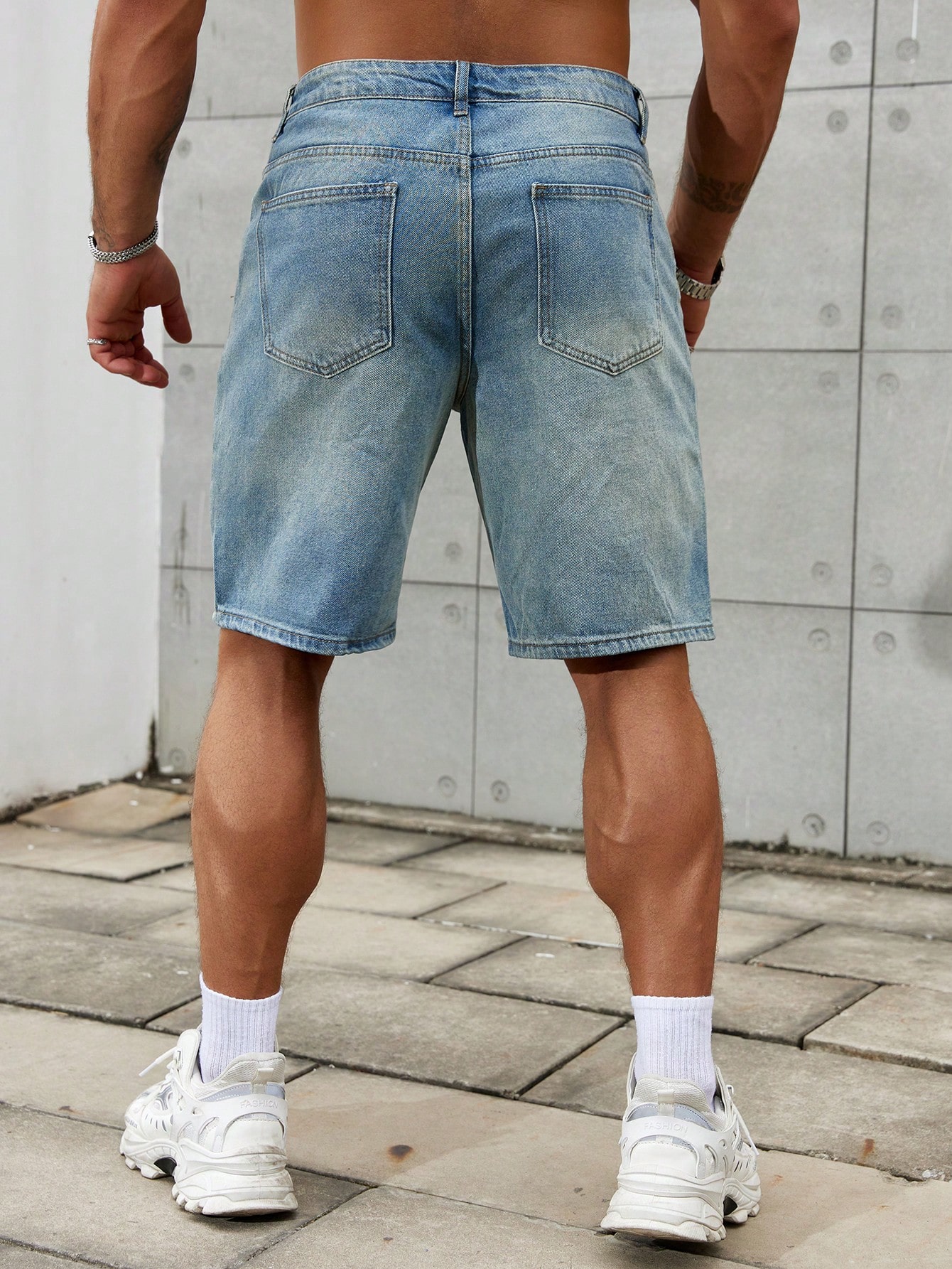 Jeans curto de algodão rasgado - Mens Fashion Denim avaliação e preço