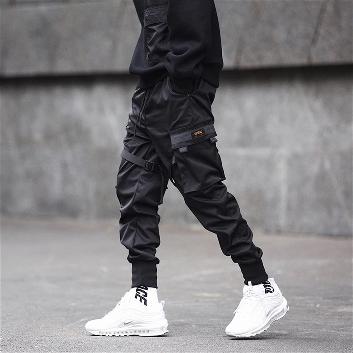 Preto hip hop calças de carga  - Men'S Fashion Korea avaliação e preço