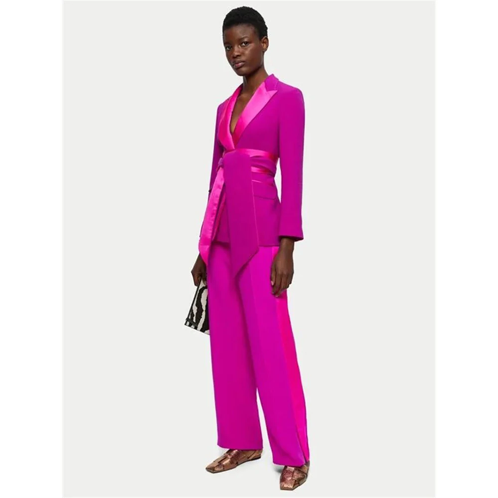 Moda rosa feminino terno de du - Men'S Dress Pants Fashion avaliação e preço