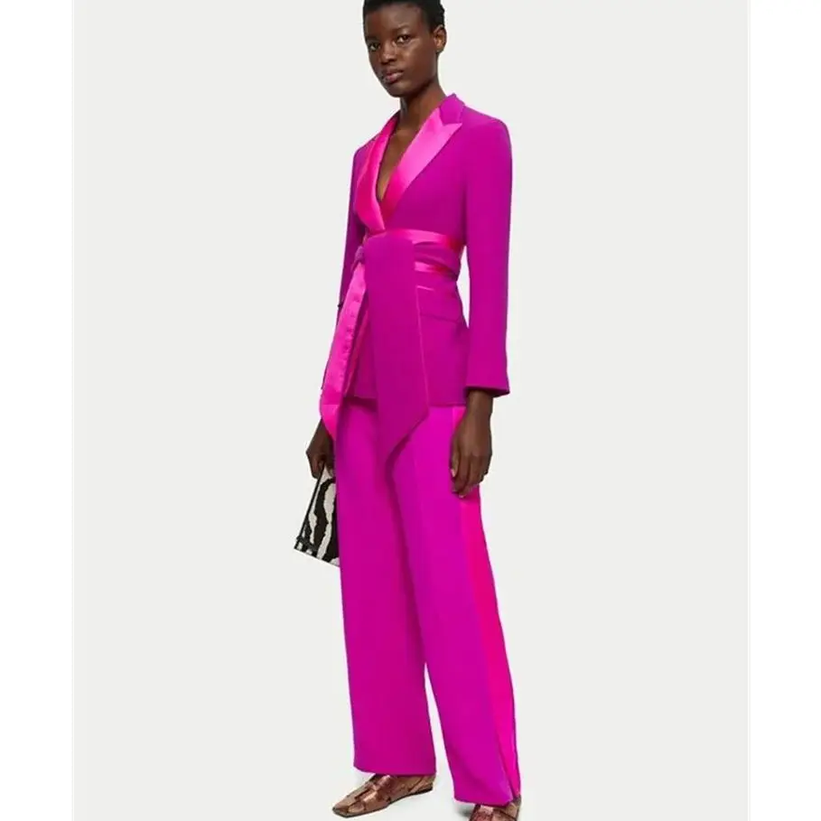 Moda rosa feminino terno de du - Men'S Dress Pants Fashion avaliação e preço