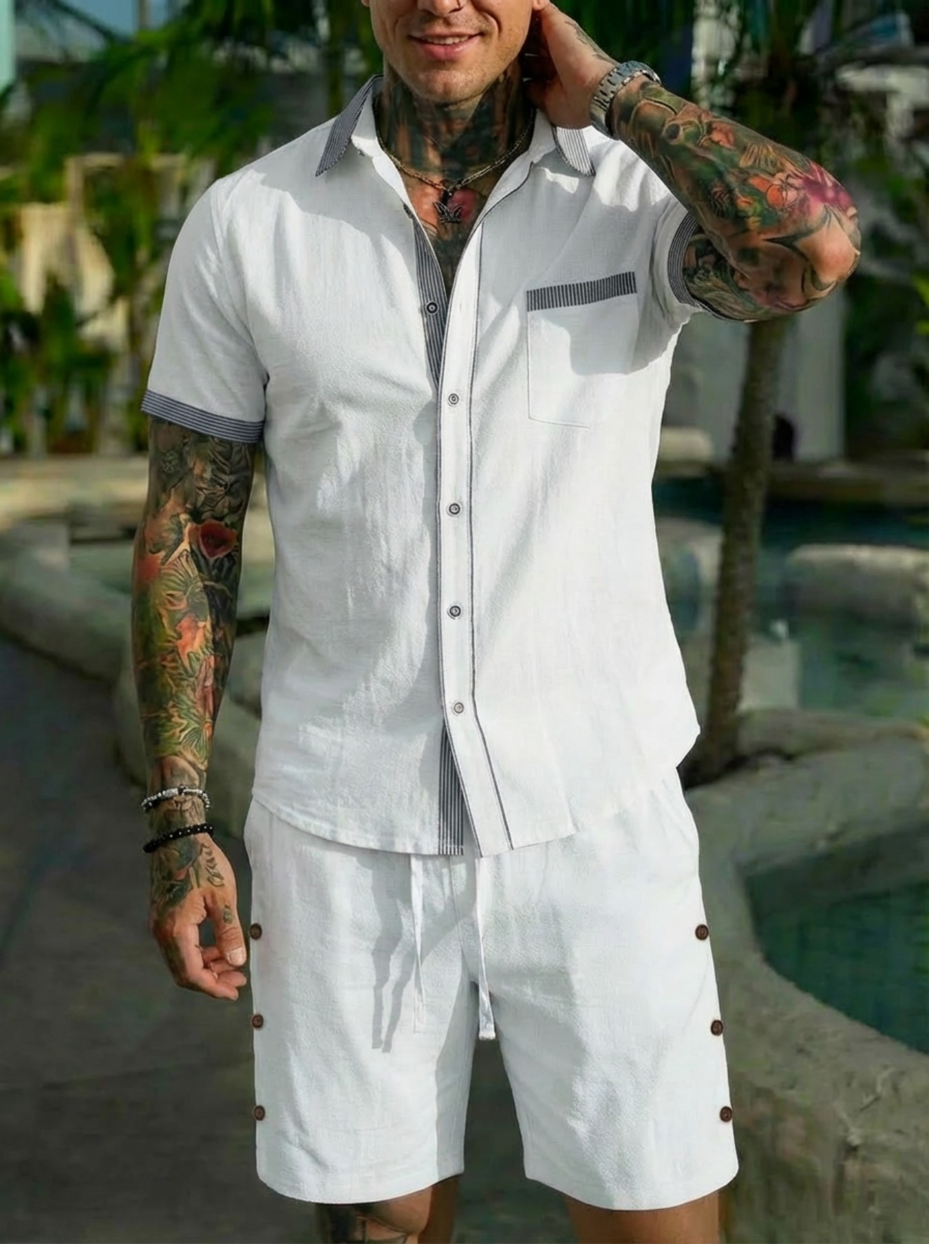 Conjunto Masculino de Camisa E - Linen Shirt Summer avaliação e preço