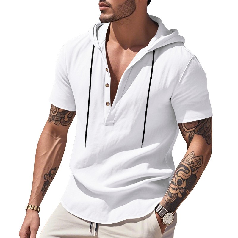 Camisa Casual de Linho Azul Cl - Linen Shirt Summer avaliação e preço