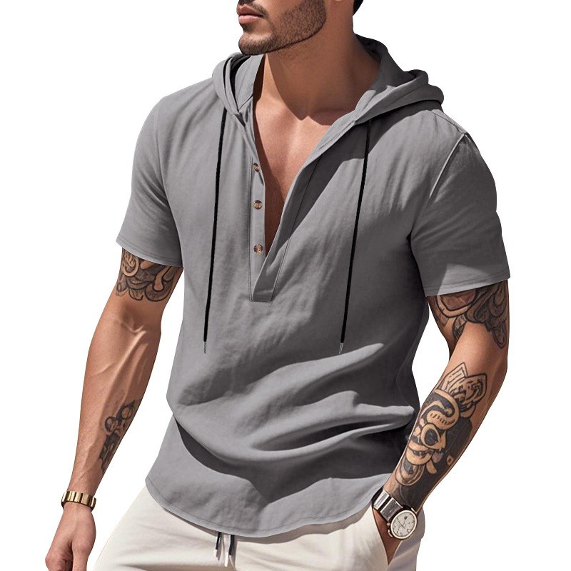 Camisa Casual de Linho Azul Cl - Linen Shirt Summer avaliação e preço