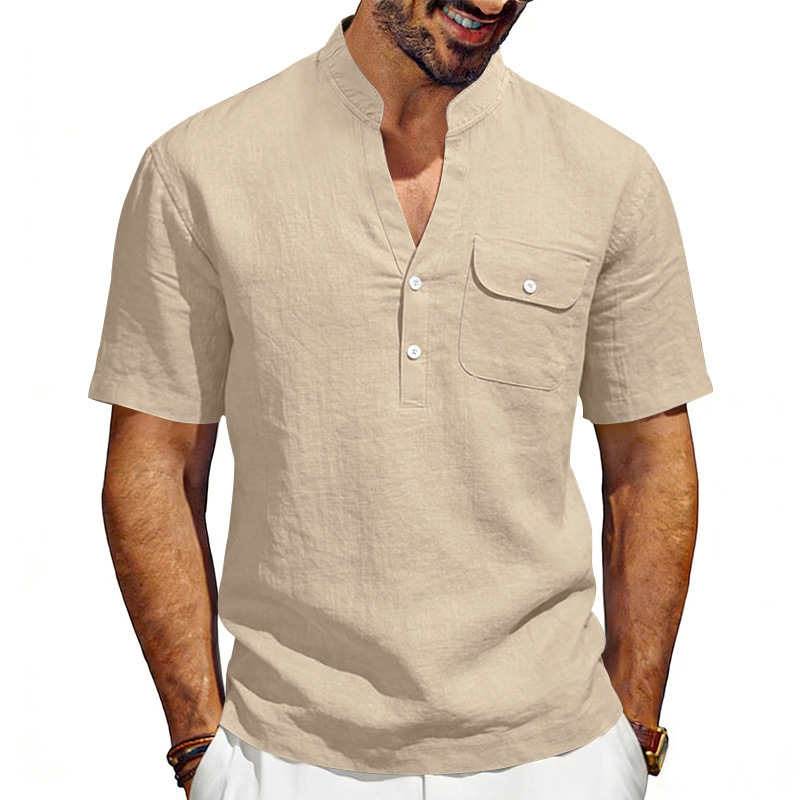 Camisa Henley masculina de lin - Linen Shirt Summer avaliação e preço
