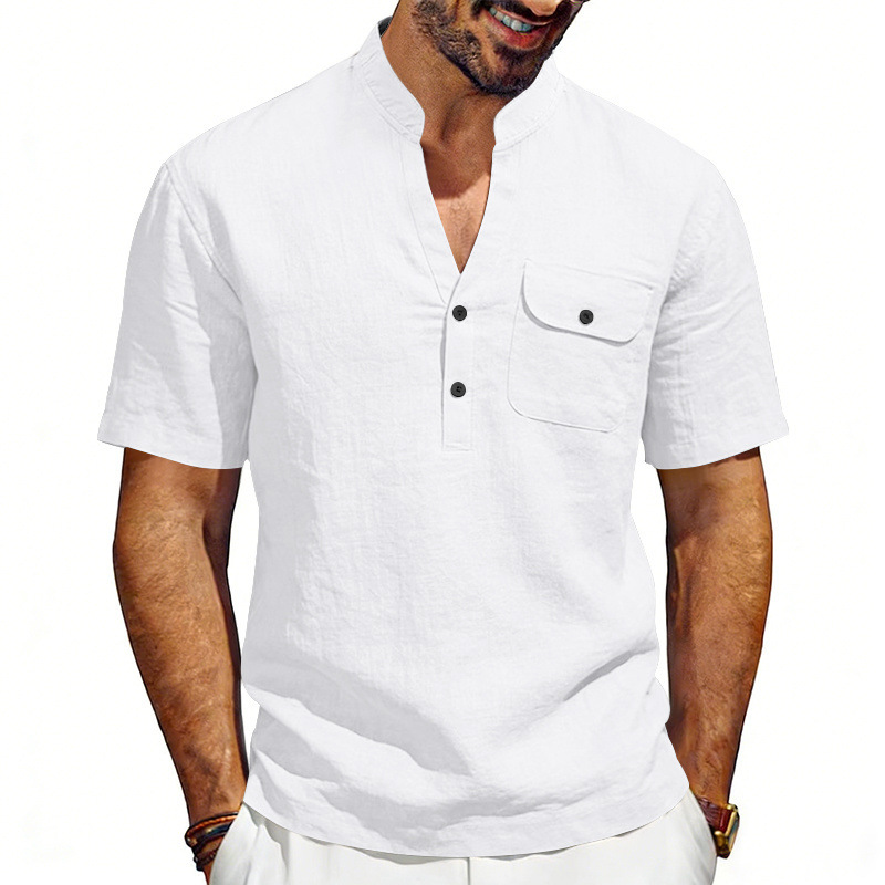 Camisa Henley masculina de lin - Linen Shirt Summer avaliação e preço