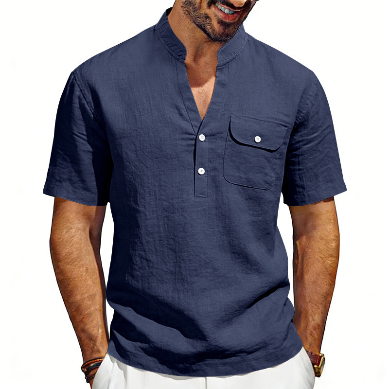 Camisa Henley masculina de lin - Linen Shirt Summer avaliação e preço