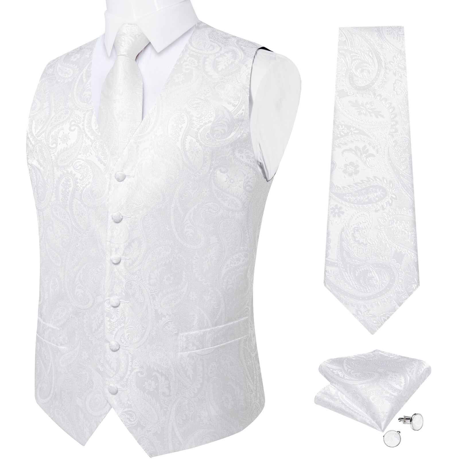 Colete de casamento branco pur - Formal Waistcoat Vest avaliação e preço