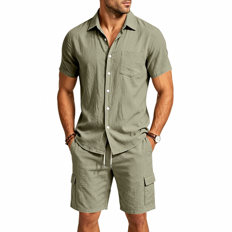 Conjunto Masculino de Verão em - Linen Shirt Summer avaliação e preço